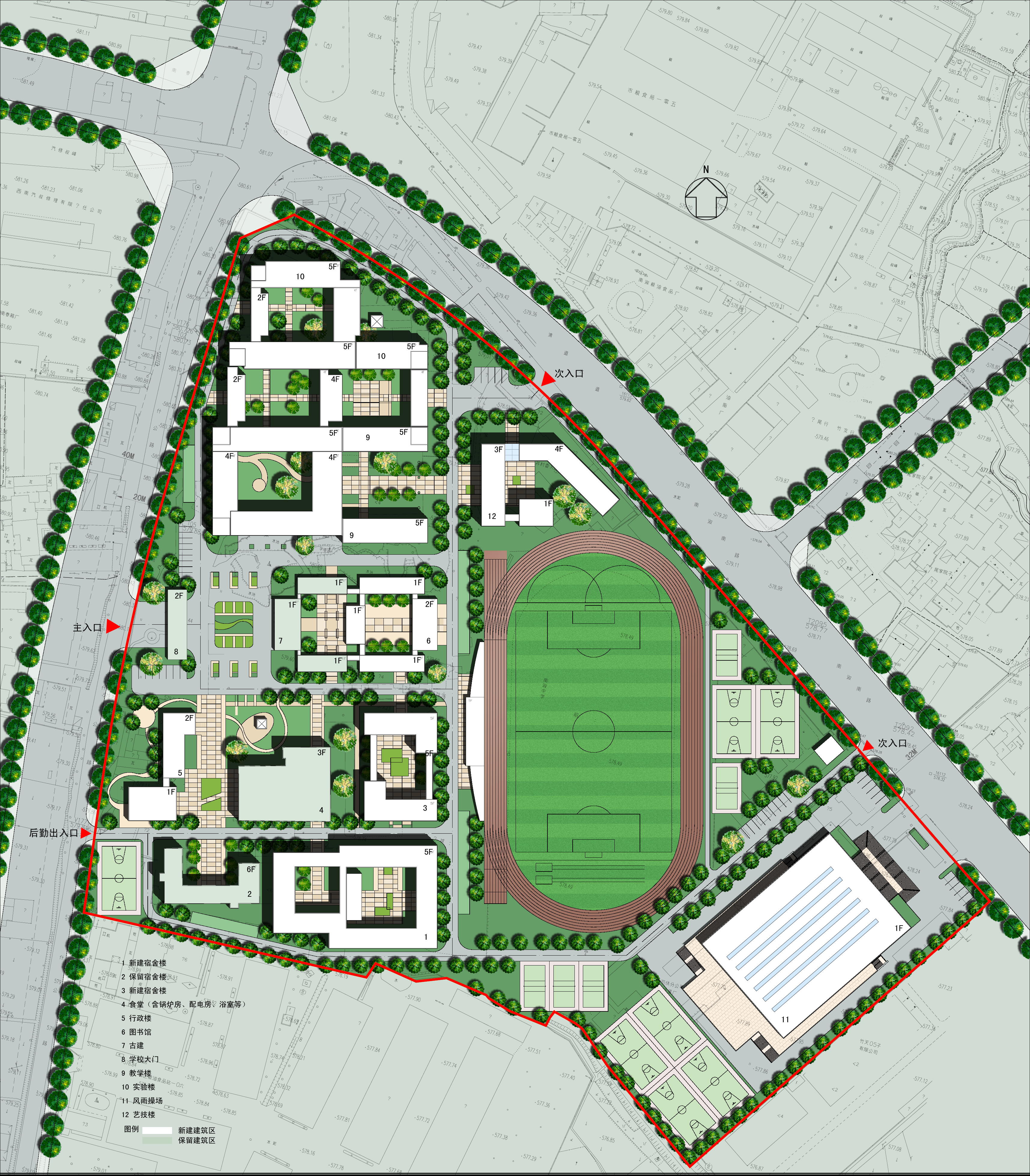 中学体育馆建筑设计方案资料（含效果图 CAD SU）